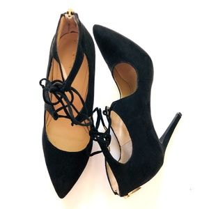 Marc Fisher Black Suede Lace Up Heels